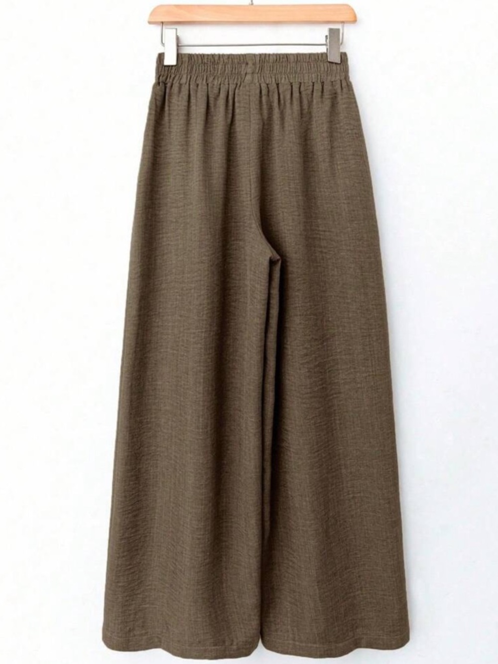 Women's Linen Style Pants - Coffee Brown - Picture 2 of 2